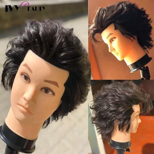 100% Real Hair Male Mannequin Head For Hairdressers Salon Hairdressing Male Training Head With Hair Beard Cutting Practice