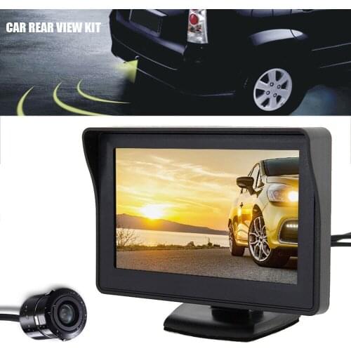 Car Rear View Backup Reversing Camera Night Vision + 4.3" HD LCD Monitor Display Auto Trailer Van Parking System Accessories