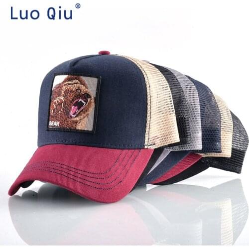 Summer Snapback Mesh Baseball Cap Men Fashion Bear Embroidery Hip Hop Hat Women Outdoor Cotton Breathable Bone Trucker Gorras