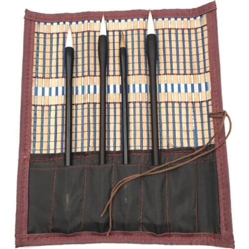 Chinese Style Calligraphy Brush Calligraphy Pen Painting Holder Case Bag Roll Brush Pen Curtain Pencil Bamboo Material 30*24cm