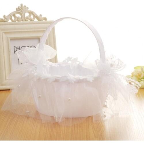 Fabric Great Wedding Ceremony Banquet Flower Basket White Color Flower Basket Attractive for Party