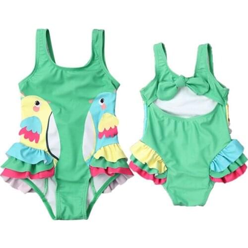 NEW Summer Newborn Baby Girls Two Birds Bikini Swimwear Swimsuit Bathing Beach One Piece
