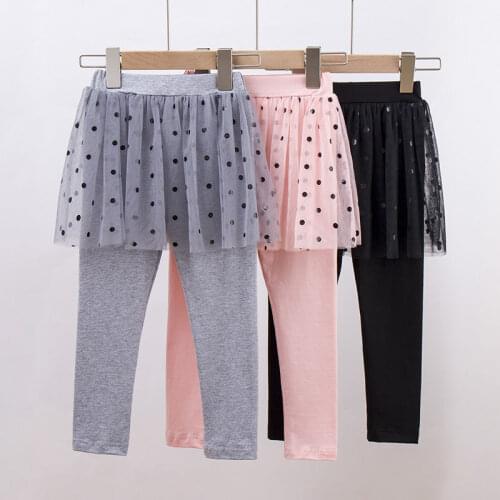 Leggings For Girls Childrens Trousers Princess Lace Gauze Skirt Leggings Girls Skirt-Pants kids Slim Skirt Elastic For 2-13Y