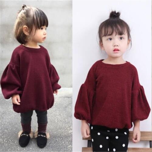Pudcoco Hot sale Sweaters Toddler Kids 5 colors Baby Girl Long sleeve Knit Clothes O Neck Loose Casual Autumn Pullover Top 1-6 Y