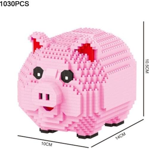 Lovely animal pig micro diamond block Piggy bank nanobricks money box pot assemble building bricks educational toys for kid gift