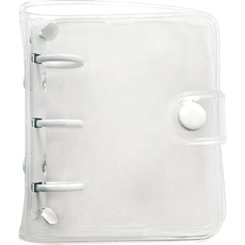 Mini 3 Hole Notebook Loose- Leaf Binder Planner Book Diary Transparent PVC Cover