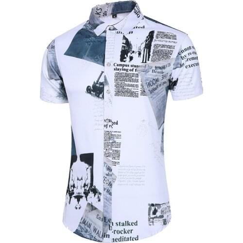 Fashion New Style Design Slim fit Short Sleeve Casual Shirt Mens Print Beach Blouse Summer Clothing Plus Asian Siz S-7XL
