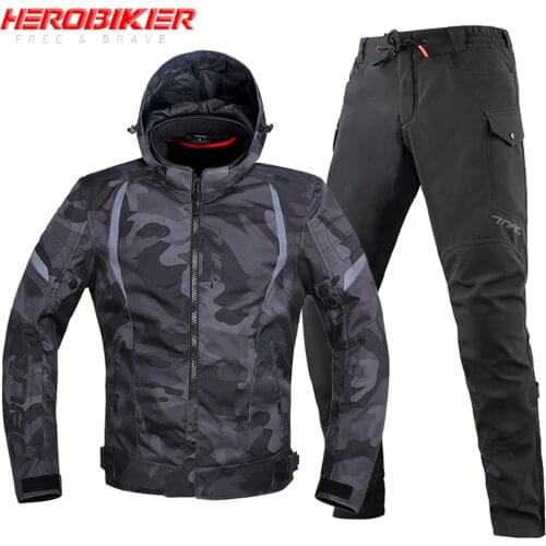 HEROBIKER Motorcycle Jacket With Protection Gear Reflective Waterproof Cold-proof Riding Hood Motocross Moto Jacket Protective