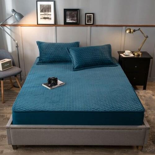 2019 new products Thickened baby wool quilting cover Fitted Sheet Pillowcases 2/3 Pcs Luxury Pure color Bedding