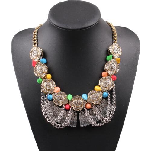 2021 New Arrival Design Fashion Chunky Statement Necklace Colorful Crystal God Chain Pendant Necklace for Women Jewelry Gift