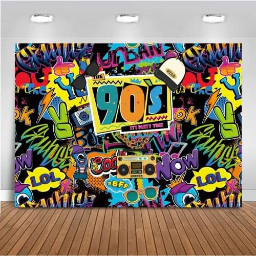 90s party backdrop for photography Hip-Hop background for photo studio graffiti wall photo backdrop back to 90s party decoration