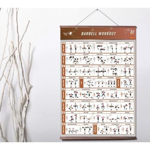 Barbell Workout Exercise Bodybuilding Guide Fitness Art Canvas Print poster decoration painting with solid wood hanging scroll