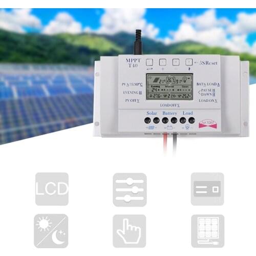 MPPT PWM Solar Charge Controller 30A 40A 12V/24V Dual USB Port LCD Display Controllers Solar Panel Battery Regulator T30 T40