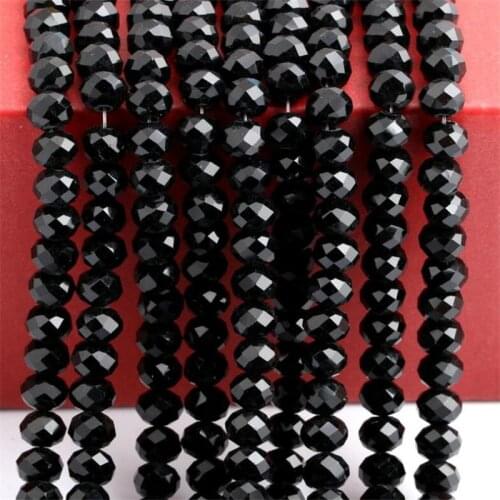 Loose 2mm-14mm Black Jet Color Faceted Rondelle Glass Crystal Beads DIY Hand Craft For Clothing&Garment Art Decoration