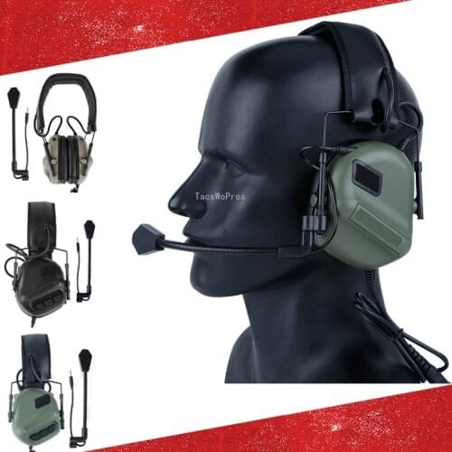 Tactical Paintball Headset Earmuff Microphone Military Sports Communication Headsets Use with PTT Shooting Hunting Earphone
