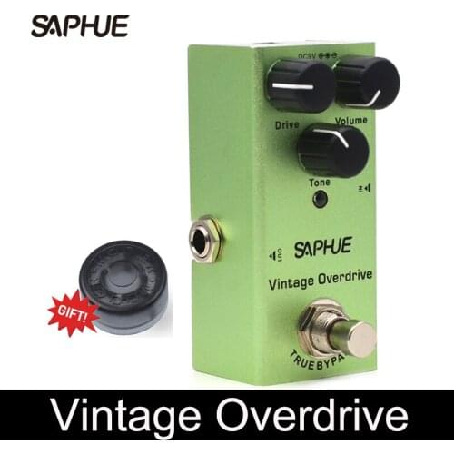 SAPHUE Electric Guitar Vintage Overdrive/Volume/Tone Knob Effect Pedal Mini Single Type DC 9V True Bypass