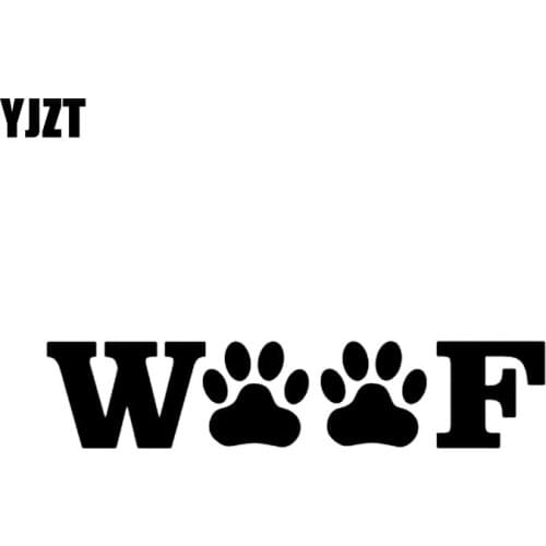 YJZT 15.2CM*3.3CM Woof Paw Prints Pet Vinyl Decal Car Sticker Animal Rescue Dog Black/Silver C10-00462