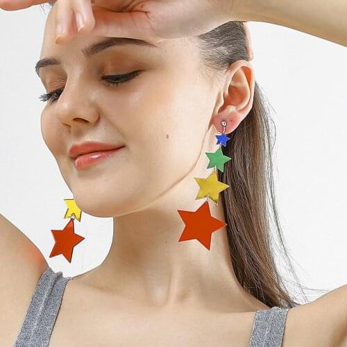 South Korea East Gate lovely star kawaii acrylic earrings South Korea color star crystal tassel earrings