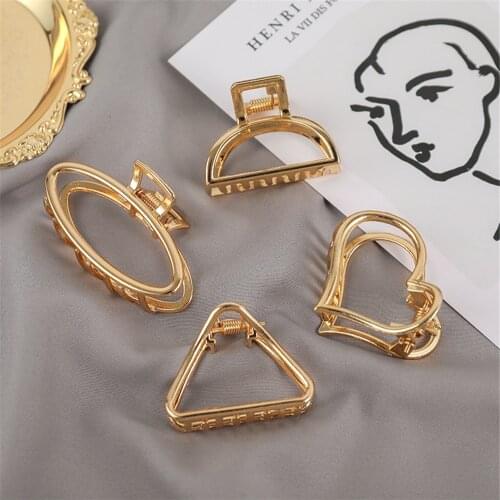 New Women Girls Cute Heart Hollow Geometric Gold Alloy Hair Claws Sweet Headband Hair Clips Hairpins Fashion Hair Accessories