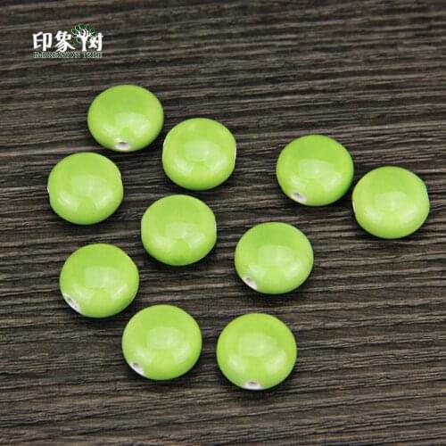 10pcs/LOT 15*16mm Semi-finished Round Flat Ceramic Loose Beads For Handmade Diy Jewelry Making Supplies Wholsale 59