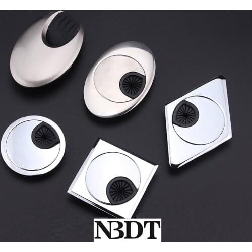 2Pcs/Lot Zinc Alloy Plastic Square Diamond Oval Shape 60mm PC Desktop Table Grommet Cable Outlet Hole Cover