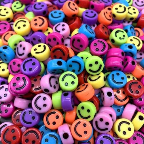 20pcs 10mm Smiley face Acrylic Clay Shape Spacer Beads For DIY Handmade Jewelry Craft Accessories#01