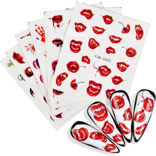 2021 New Arrivals Nail Art Stickers Water Transfer Adhesive Decals Halloween Watermark Nail Art Decoration Manicure Tattoo Tips