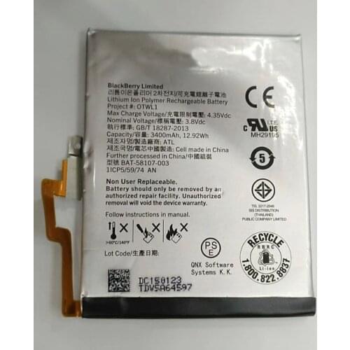 3400mAh BAT-58107-003 Battery 3.8V for BlackBerry Passport 4G Q30 SQW100-1 SQW100-3 Windermere mobile phone battery