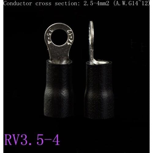 35pcs pre-insulated terminal cold-pressed terminal block O-shaped round copper nose black