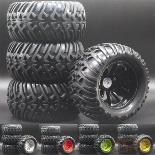 4pcs 5 Colors RC Rubber Sponge Tires Tyre Rim Wheel 1:10 HSP Monster Bigfoot Truck 88010 HSP 94111 94108 94188