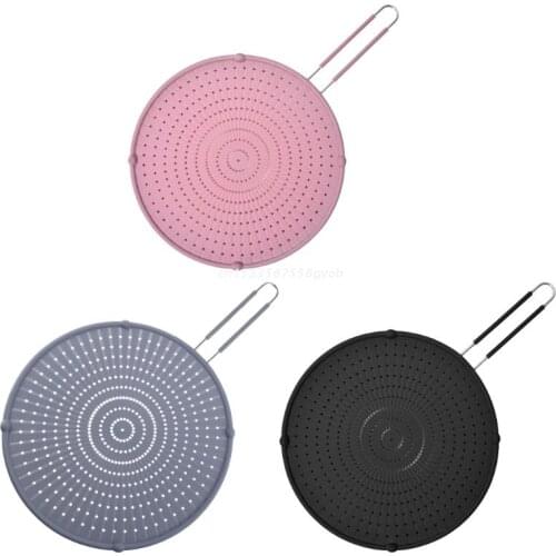 Nonstick Silicone Oil Grease Pan Multipurpose Splatter Screen Guard Lid with Handle for Easy Storage Kitchen Grease Dropship