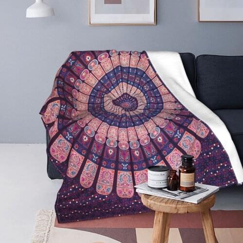 Bohemia Blanket Fleece Printed Traditional Portable Super Warm Throw Blankets for Bedding Office Quilt