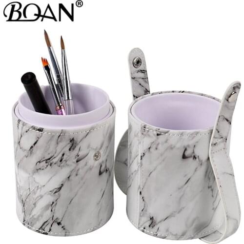 BQAN 1PCS Marble Makeup Brushes Nail Tools Cylinder Holder Nail Art Brush Container Storage Barrel Portable Cosmetic Bucket