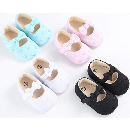 Spring and Autumn Baby Shoes Child Girl Multicolor Embroidery Heart Bow Soft Sole Baby Toddler Shoes