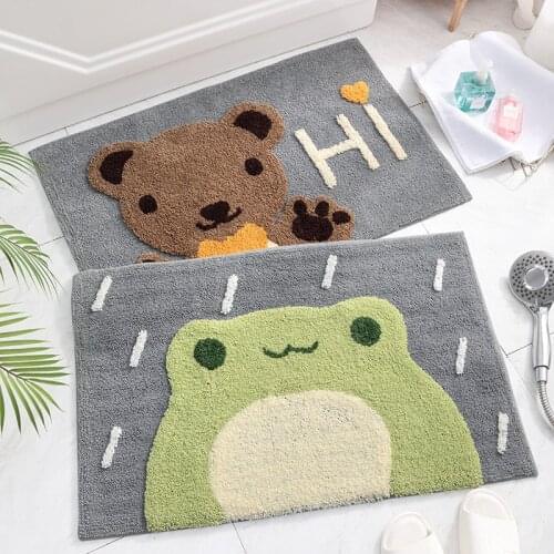 Home Mircrofiber Bath Mat Bathroom Absorbent Carpet Cute Cartoon Rug Kitchen Toilet Non-slip Door Mat Floor Decor Washable