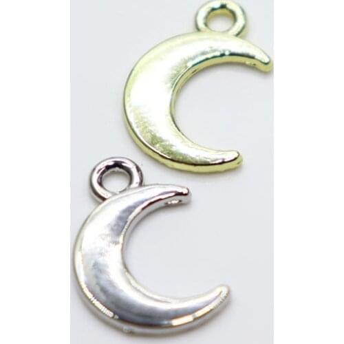 Eruifa 20pcs 12mm Moon Gold/Silver Plated Zinc Alloy Charms Pendant Jewelry DIY Necklace 2 Colors