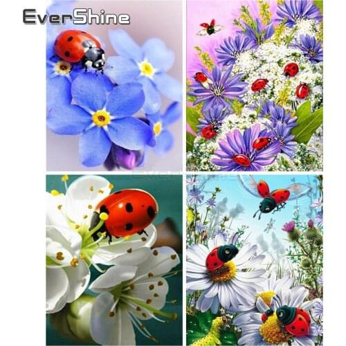EverShine 5D Diamond Painting Full Square Animals Cross Stitch Diamond Embroidery Ladybug Diamond Art Bead Picture Kits Gift