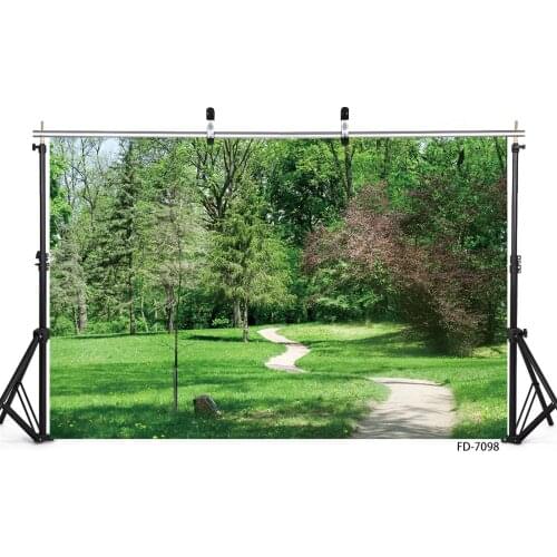 Scenery Spring Park Pathway Green Photo Backgrounds Customized Backdrops for Baby Children Portrait Photoshoot Photography Props