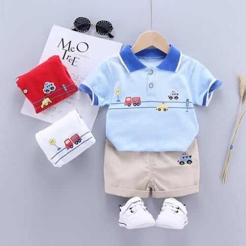 Summer Children Cotton Clothes Baby Boys Cartoon cars O-Neck T Shirt Shorts 2Pcs/sets Infant Kids Fashion Toddler Tracksuits set