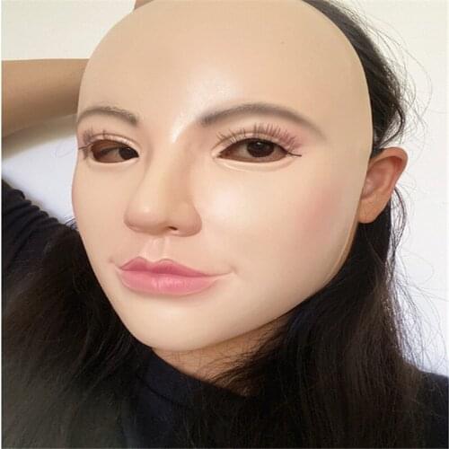 Hot Sexy Realistic Female Mask Latex Sunscreen Masks Sexy Women Skin Masquerade Masks Transgender Half Covered Mask Role Play
