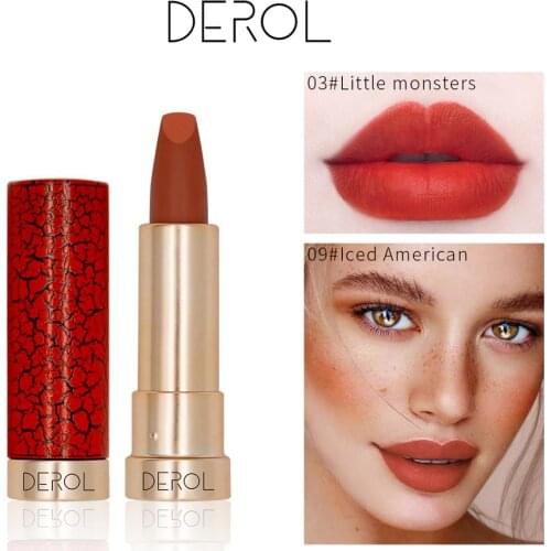 DEROL Burst Lipstick velvet matte matte matte not easy to lose color lipstick best seller color not stick cup durable waterpro