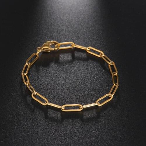 Teamer Punk Basic Bracelet for Women Men Thick Stainless Steel Chain Bracelets Gold Plated Minimalist Jewelry Party Gift