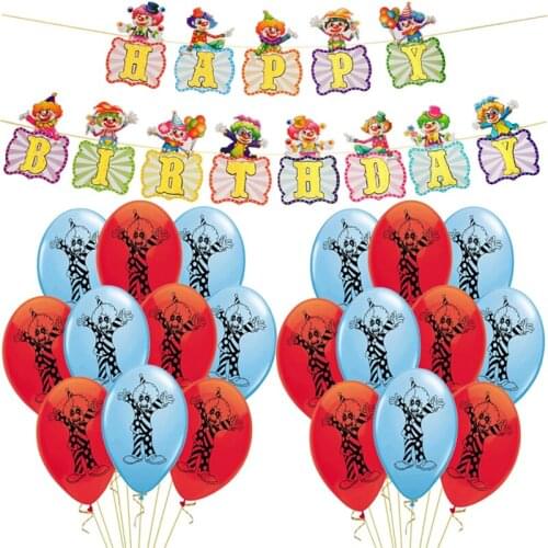 Clown Latex Balloon Foil Number Balloons Red Blue Air Globos Flag Banner Happy Birthday Party Decorations Kids Inflatable Toys