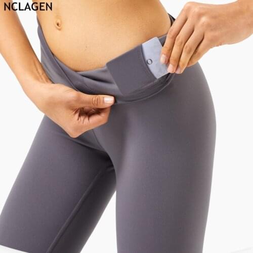 NCLAGEN Naked Feel Yoga Pants Women 2021 High Waist Leggings Sport Fitness Pockets Workout Elastic Soft Squat Proof Gym Tights