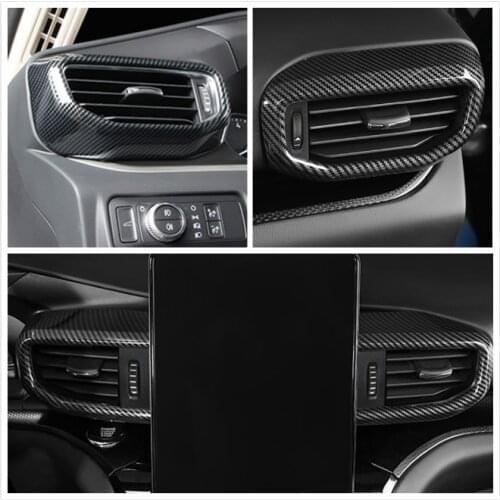 LHD! For Ford Explorer U625 2020 2021 Carbon Style Middle Console Side A/C Air Outlet Vent Frame Stickers Cover Trim Car Styling