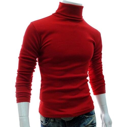Fashion Autumn Winter Mens Sweater Mens Turtleneck Solid Color Pullovers Men Clothing Slim Fit Male Knitted Sweaters Pull Homme