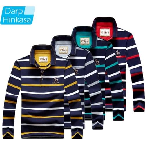 2020 Autumn New Men Polo Shirt Long Sleeve Shirt Cotton Embroidery Spring Warm Casual Fashion Stripe Polo Shirt Men