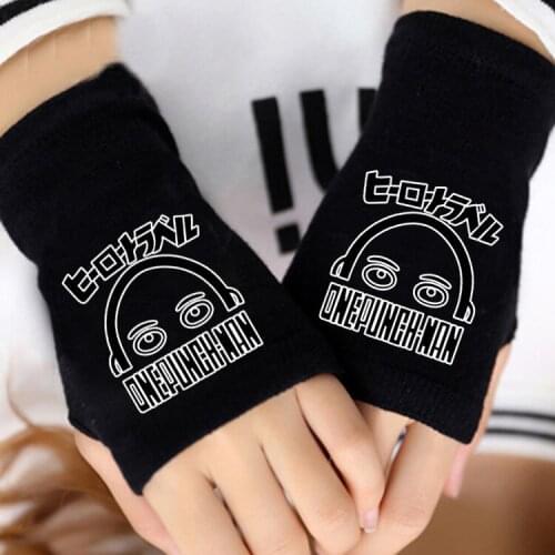 Anime ONE PUNCH MAN Warm Winter Gloves Fingerless Steampunk Knitted Gloves Cosplay Accessories