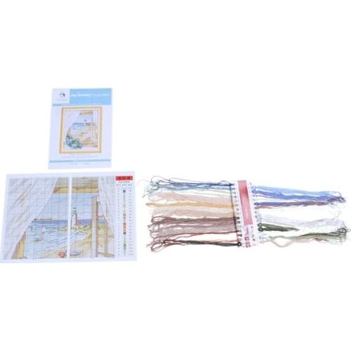 Practical DIY hand cross stitch set embroidery set 14CT window outside the sea cross stitch 33 * 40cm home decoration