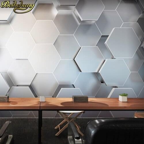 Beibehang Mural Wallpaper 3D Stereo Geometry Hexagon Modern Wall Painting KTV Bar Background Wall Decor Wall Papers For Walls